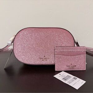 Kate Spade Glitter Pink Crossbody and Slim Card Case